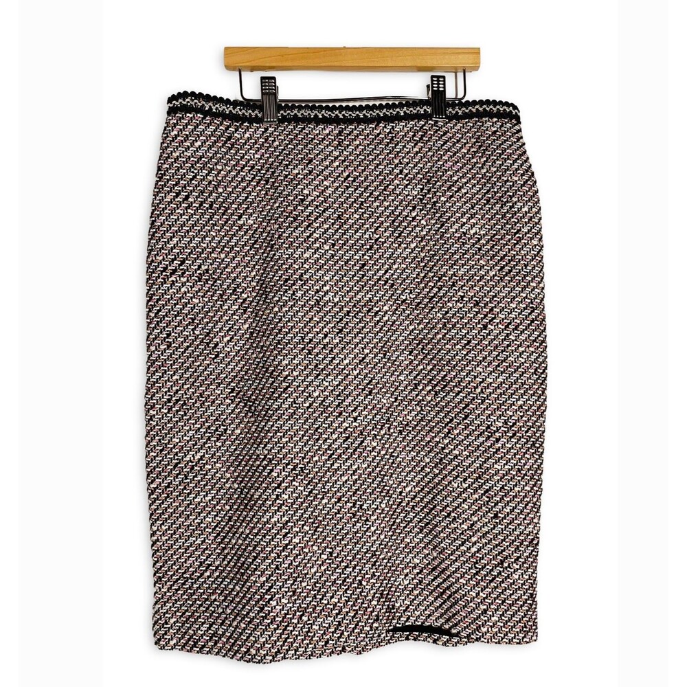 Talbots Size 6 Tweed Pencil Skirt NWT Pink Orange Cotton Blend Preppy Old Money